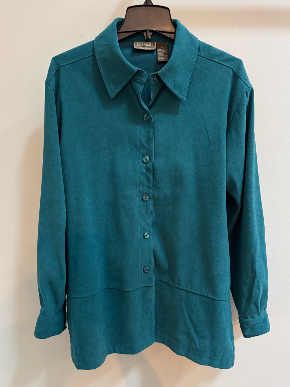Jane Ashley Teal Button Up Shirt Size L
